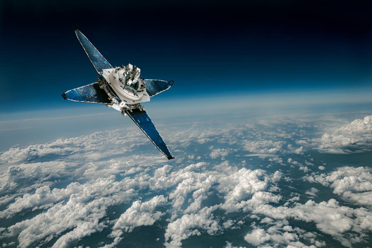 By cookelma. Space satellite orbiting the earth. Elements of this image furnished by NASA By cookelma